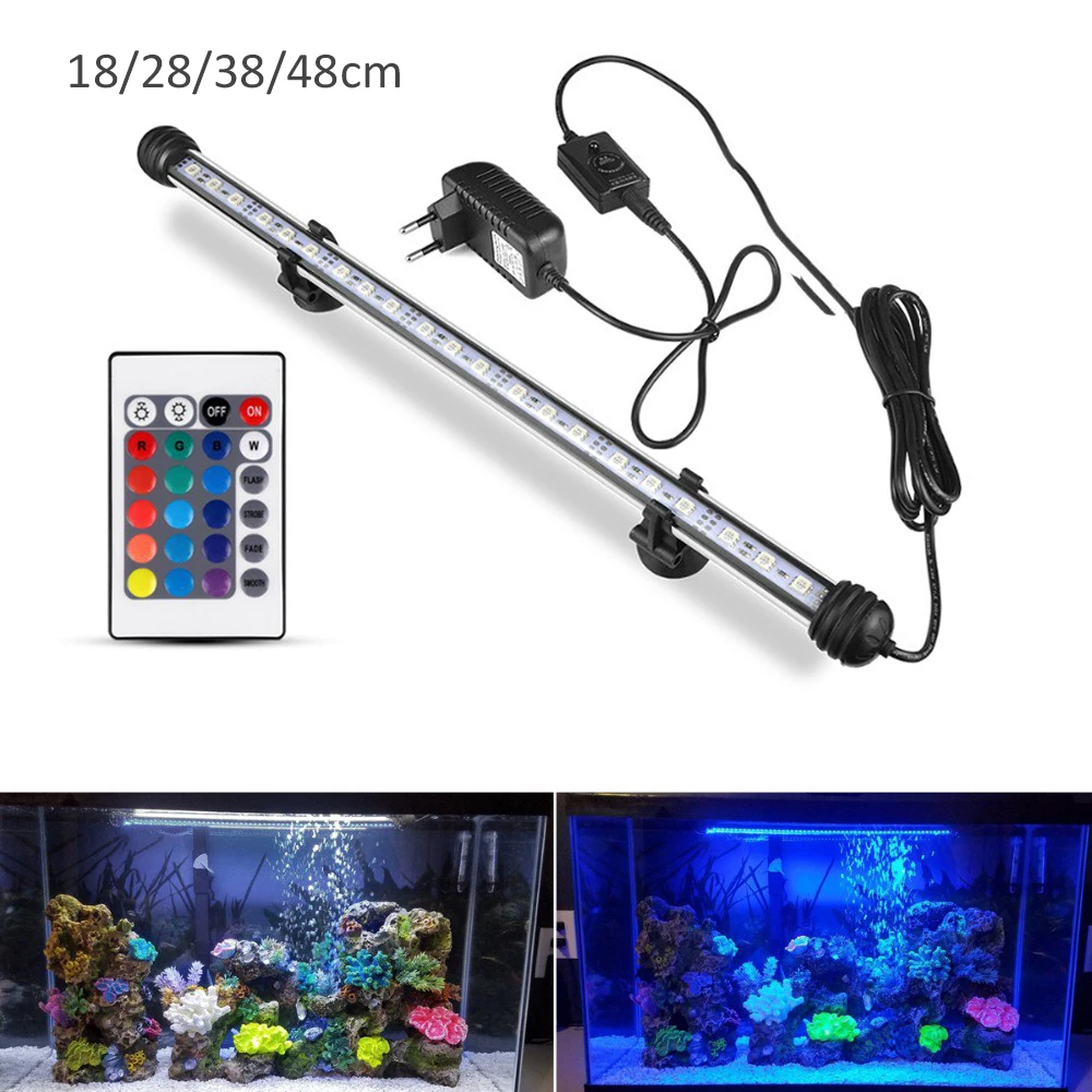 Aquarium LED Bar Light Waterproof Fish Tank Light 110V US 18/28/38/48CM 220V EU Underwater Aquario 1005008549686853