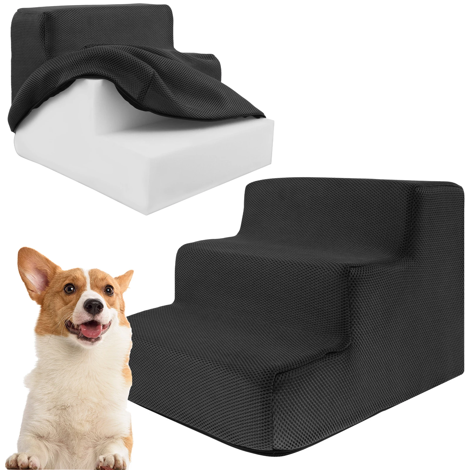 Step Dog Pet Stairs Ramp Ladder Training Non-Slip High Density Soft Foam Removable for High Bed 1005008551705241