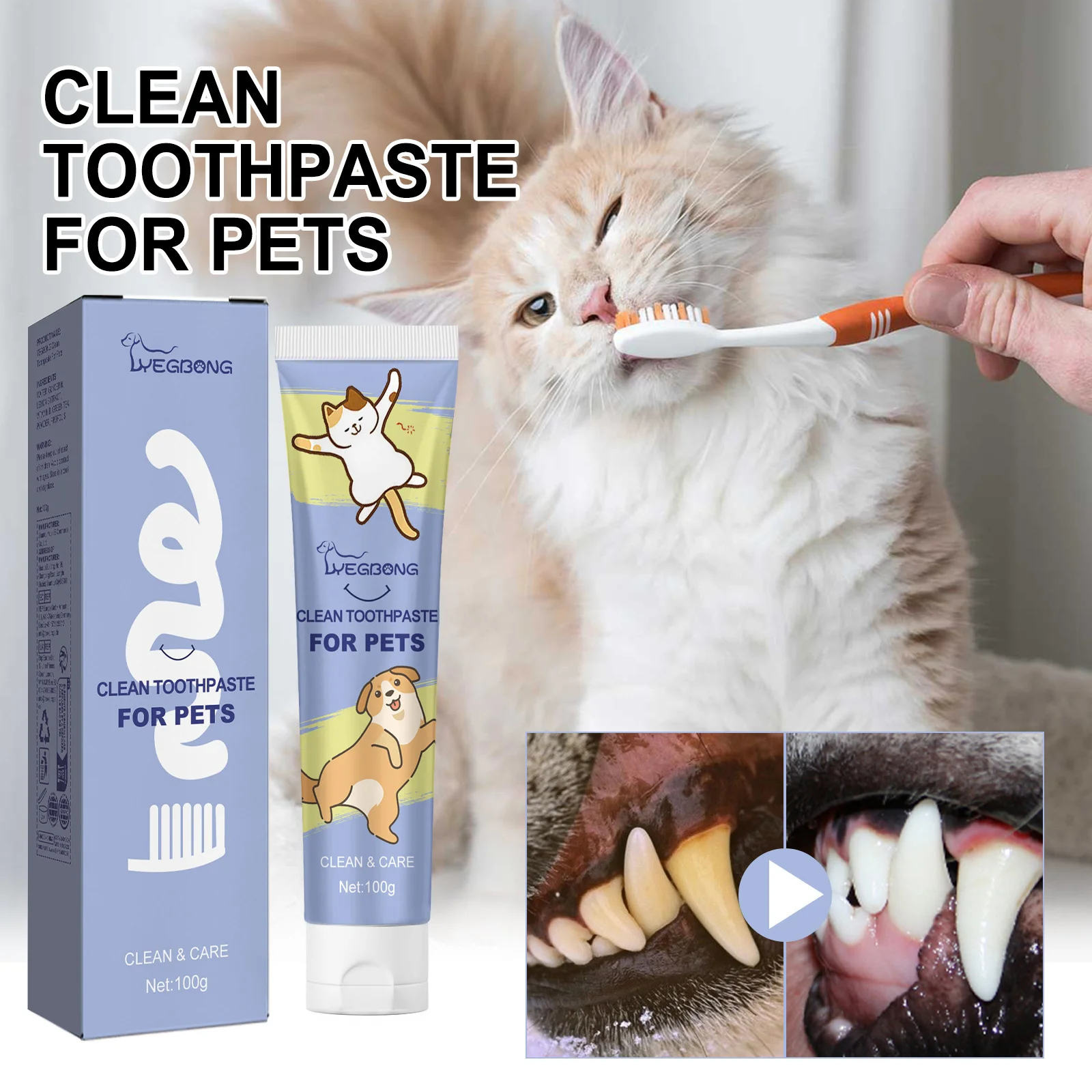 Pet Toothpaste for Cat Dog Fresh Breath Deep Cleaning Removing Stain Oral Plaque Prevent Teeth 1005008556452108