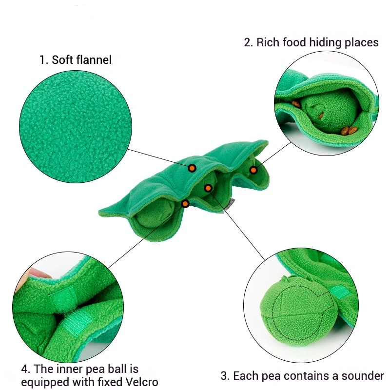 Pea Pet Sniffing Toy for Dogs Plush Soft Chew Toy with Hidden Treat Pockets Built-In Squeakers 1005008557036234