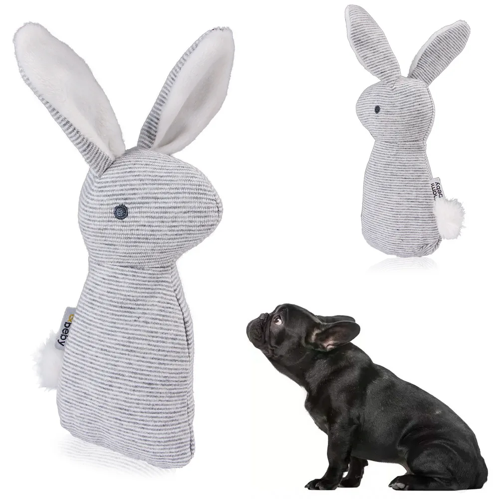 New Cute Stuffed Toys Squeak Rabbit Shape Sounding Plush Toy with Built-In Bell Dog Chew Squeaky 1005008559316539