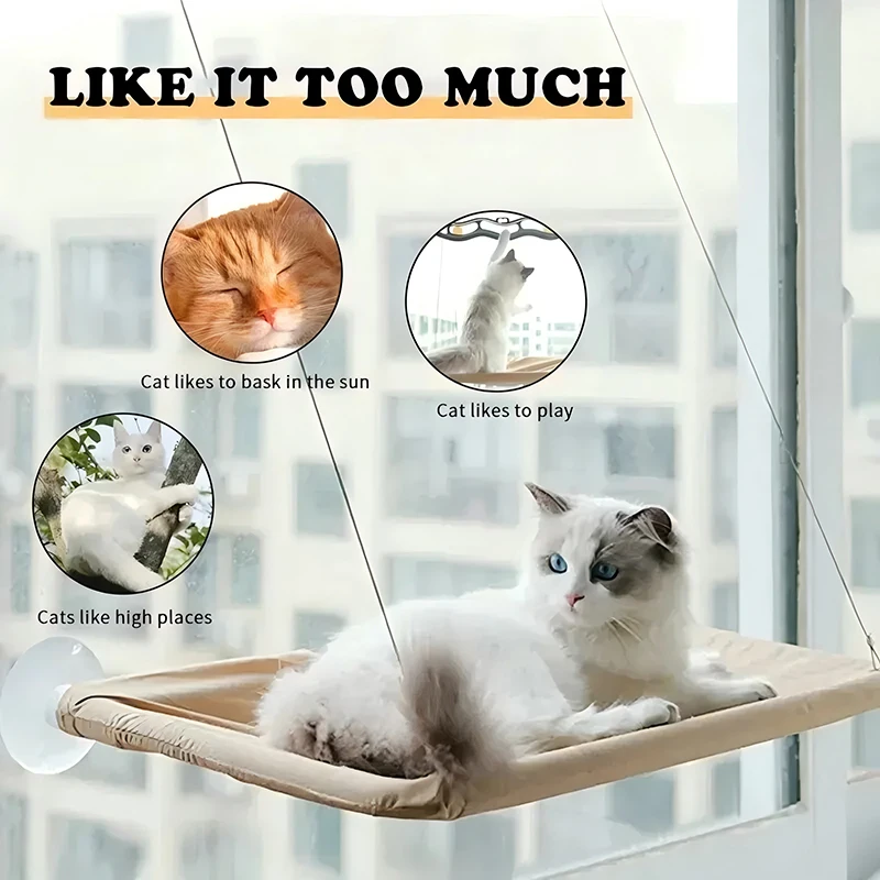 Cat Hammock Pet Cat Bed Sunny Window Seat Washable Detachable Suction Shelf Bag Beds Seat for Cat 1005008559555290