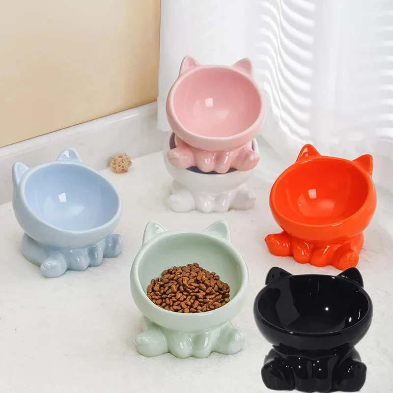 Cat Bowl Pet Accessories Ceramic Diagonal High Feet Cute Protection Cervical Spine Dog Bowl Drink 1005008563184106