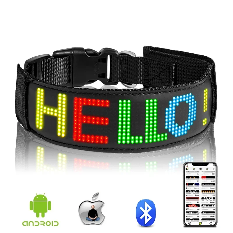 LED Dog Collar DIY ID LED Tag Nameplate Night Glowing Pet Collars Adjustable Safety Puppy Collar 1005008565024022