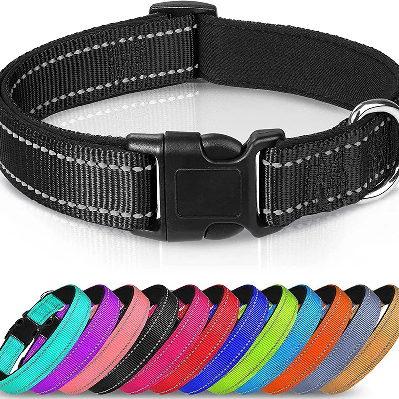 Reflective Dog Collar Sturdy Adjustable Pets Collar for Medium Large Dogs Soft Neoprene Padded 1005008569424033