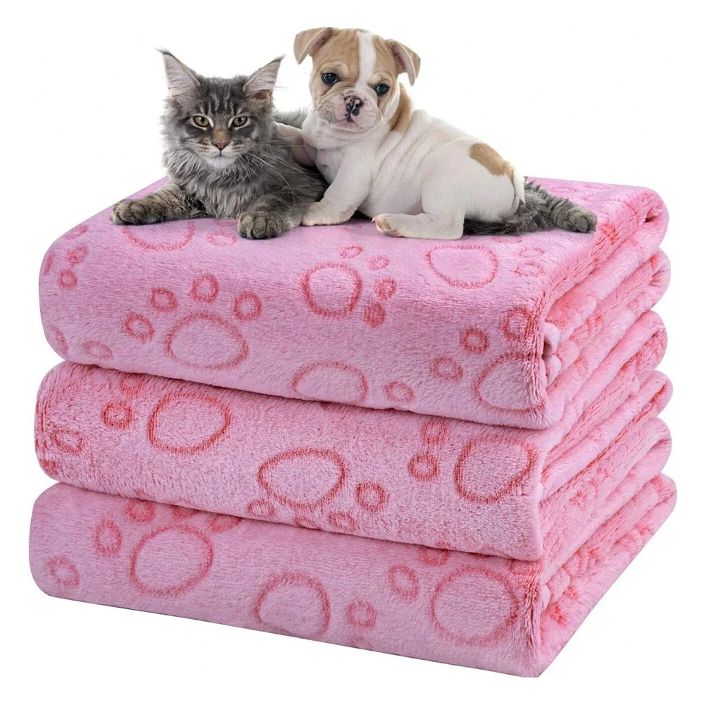 Pink Soft Fluffy Pet Blanket with Paw Print Warm Comfortable Dog Cat Mat for Bed or Sofa Accessories 1005008571609713