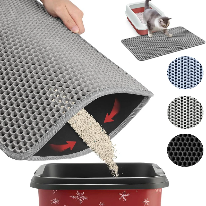 Cat Litter Mat Large Size Non Slip Pet Litter Box Filter Mat Double Layer Wear Resistant Waterproof 1005008575112181