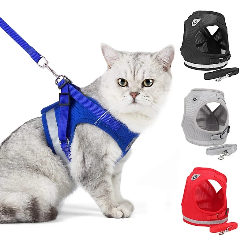 Breathable Cat Harness and Leash Escape Proof Pet Clothes Kitten Puppy Dogs Vest Adjustable Easy 1005008582879671