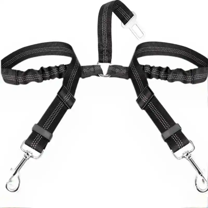 Dog Seat Belt, Double Dog Seatbelt Adjustable Vehicle Safety Leash with Elastic Bungee Buffer 1005008583876110