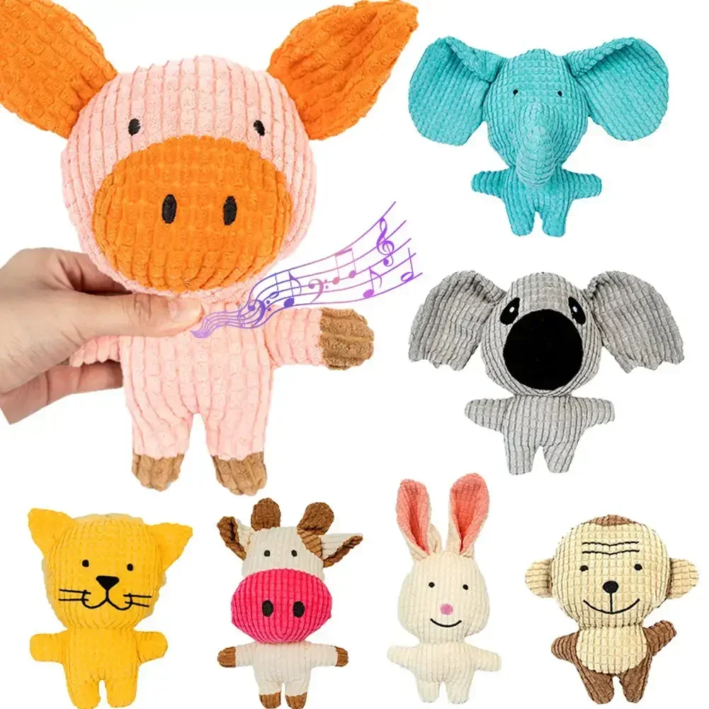 Plush Dog Toys Corduroy for Small Medium Dogs Animal Squeaky Toy Bite Resistant Chew Molar Teeth 1005008598102496