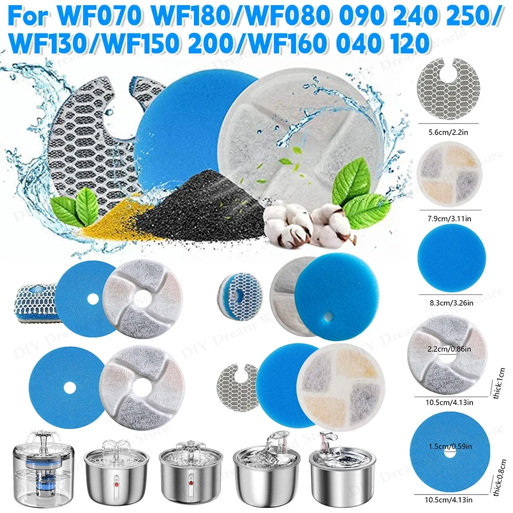 Cat Water Fountain Replacement Filters Pet Filter for WF070 180 080 090 1005008604524947
