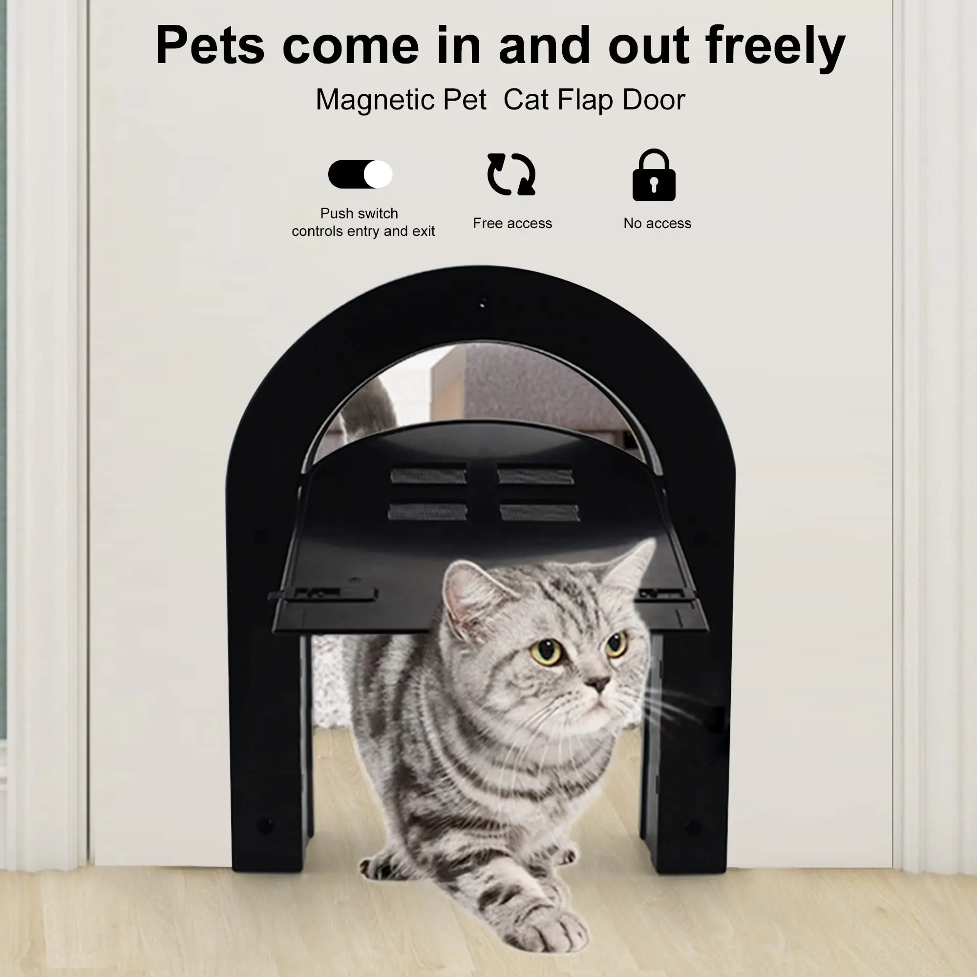 New Cat Door Arch-Shaped Pet Door Opening for Teddy Dogs and Kittens, Safe Entry and Exit Door 1005008606563746