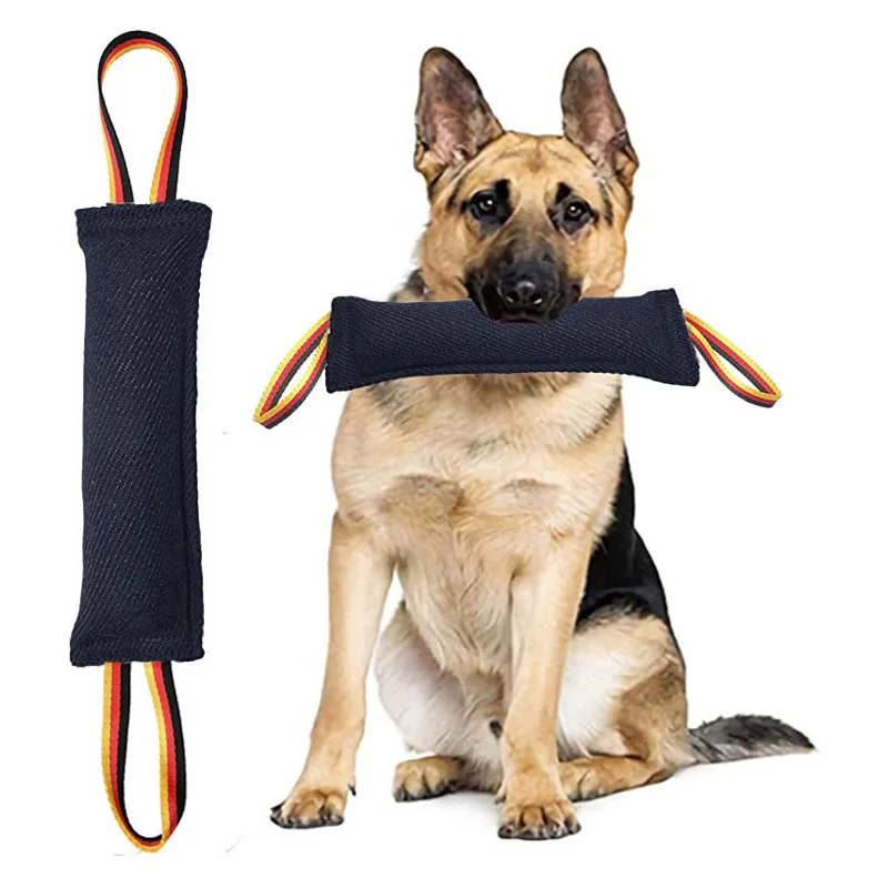 Dog Tug Toy Jute Bite Pillow Striped Print 2 Handles Durable Training Equipment Interactive Toys 1005008607125277