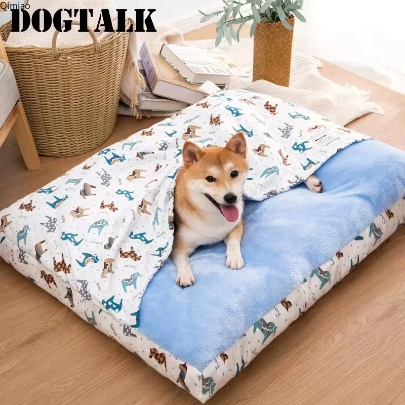 Semi-Closed Pet Dog Bed Washable House Kennel Large Warm Dpg Cat Nest Beds Cushion Cartoon Pet Bed 1005008611482616