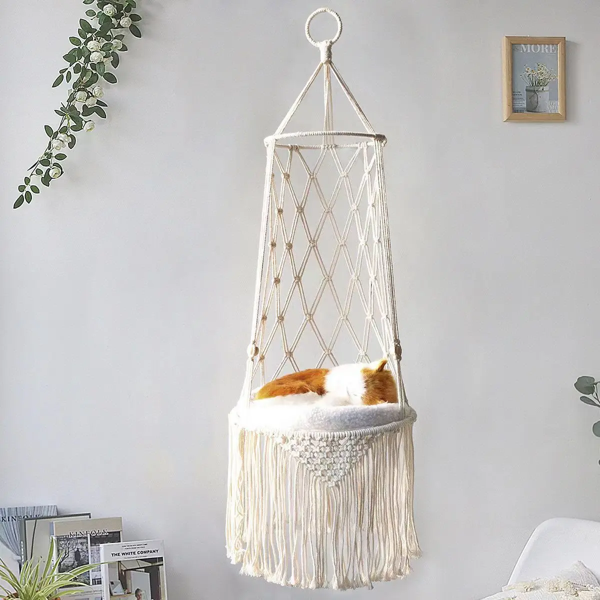 Winter Cat Window Perch, Cat Hammock for Wall with Hand Woven Ropes 1005008611508157