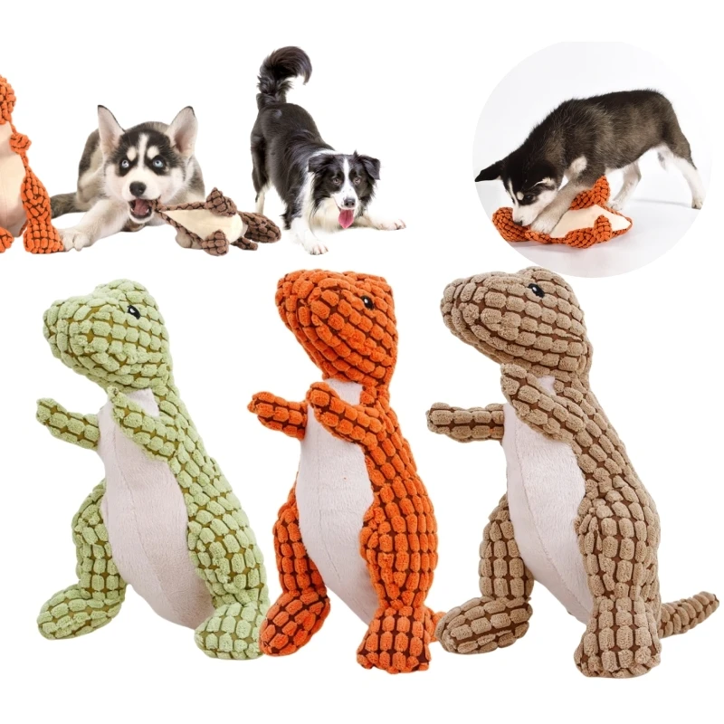 Dinosaur Plush Dog Toy Squeaky Toys Cute Bite Resistant Corduroy Dog Toys for Small Large Dogs 1005008613075447