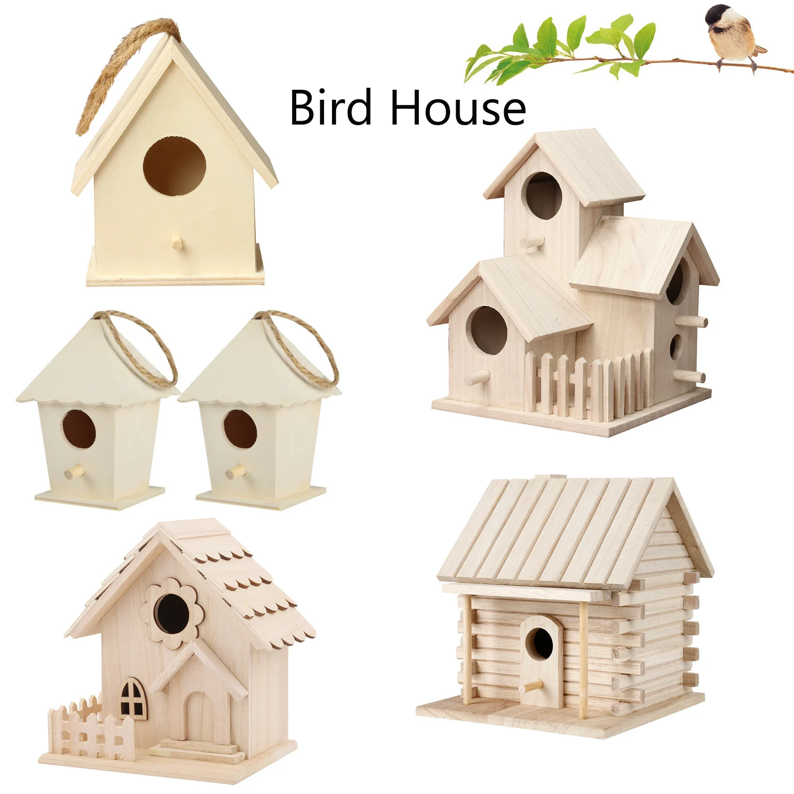 Wooden Mini Bird Cage Outdoor Hanging Birdhouse Box Garden Bird Cages Home Yard Decoration Bird 1005008621013538