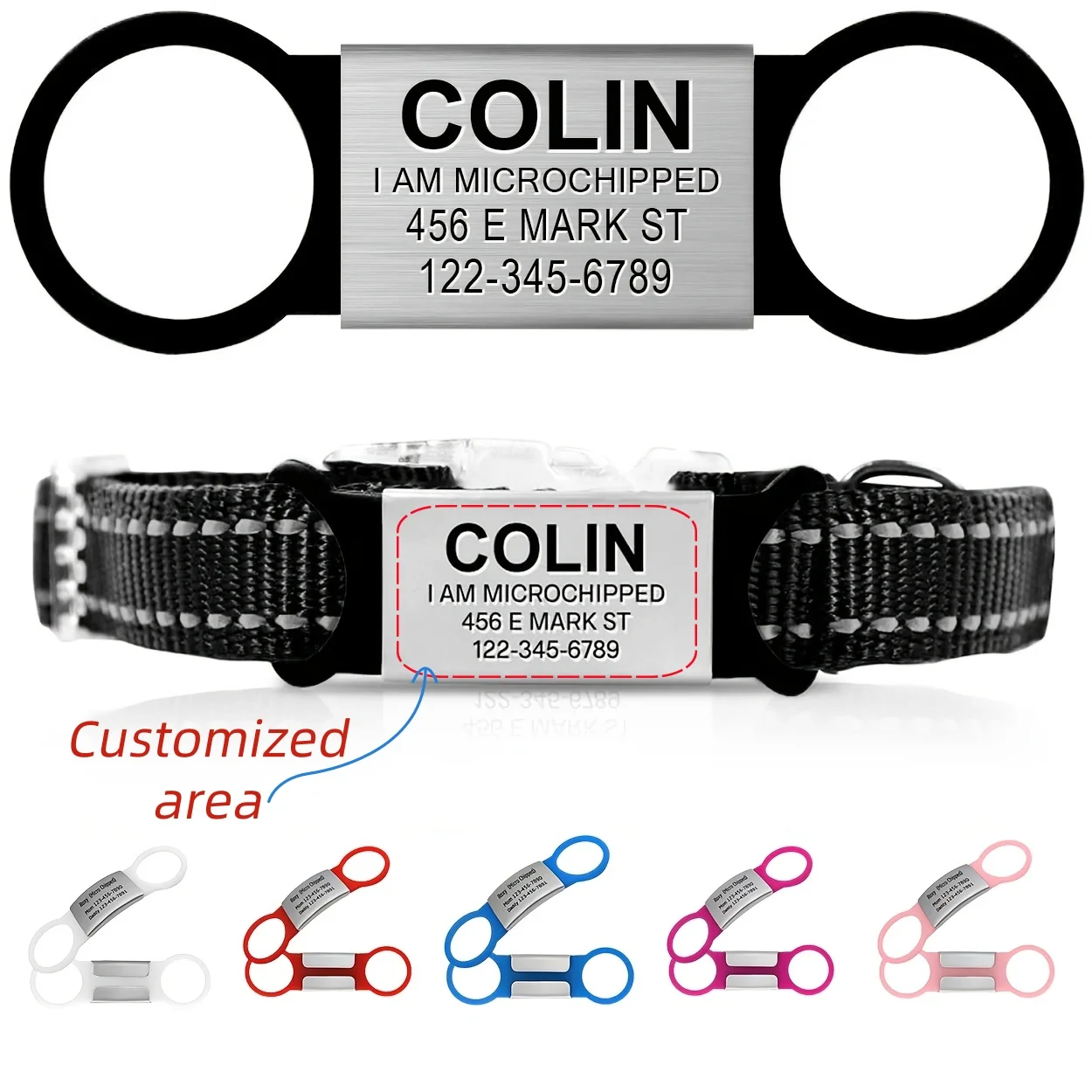 Personalized and Custom Dog Tag for Pets, No Noise, Engraved Name Tag 1005008625933089