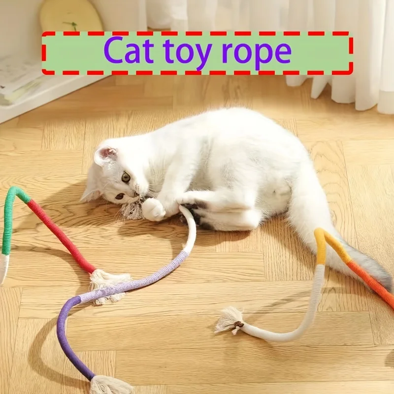 Colorful Cat Toy Rope, Durable Chew and Play Cord for Cats, Non-Electric, Battery-Free 1005008627161654