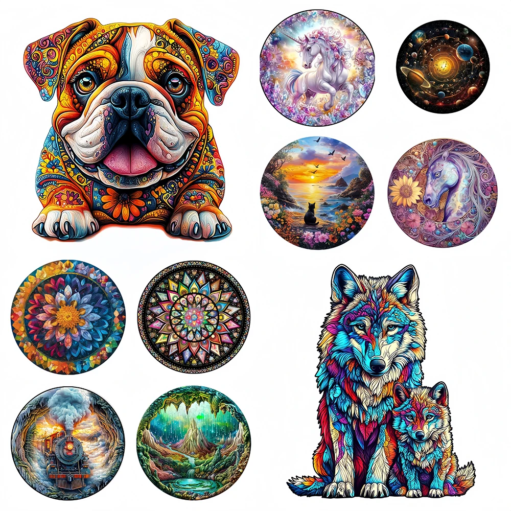 Dog Wooden Animal Puzzle for Adults Kids Uniquely Irregular Animal Wolf Shaped Jigsaw Puzzles Toys 1005008628443279