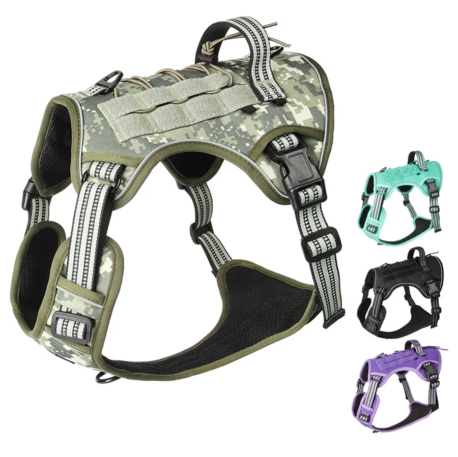 Reflective Dog Harness Tactical Training No Pull Medium Large Dog Vest Adjustable Safety Lead 1005008630177864