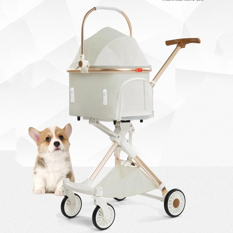 Lightweight Four-wheel Pet Stroller Foldable Cat Stroller Portable Multifunctional Carrying Basket 1005008639337145
