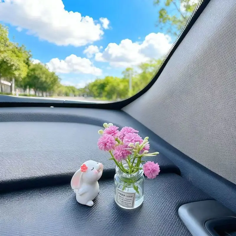 Cute Rabbit Car Dashboard Accessories Flowers Decorations 1005008641211830