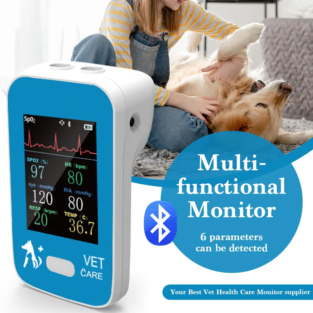 Handheld Veterinary Monitor Pet Multi-Parameter Vital Signs Monitor Spo2 HR Temp ECG RR NIBP (6 in 1) 1005008646839704