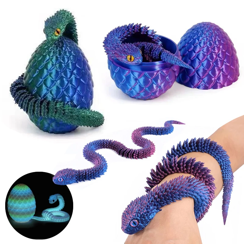 3D Printed Snake Egg Creative Decompression Snake Mold Movable Rotatable Articulated Desktop 1005008654276231