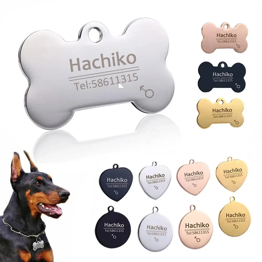 Cute Pet Cat Dog ID Tag Custom Engraving Personalized Dog Collar Pet Tags Charm Name Pendant Bone 1005008655334996