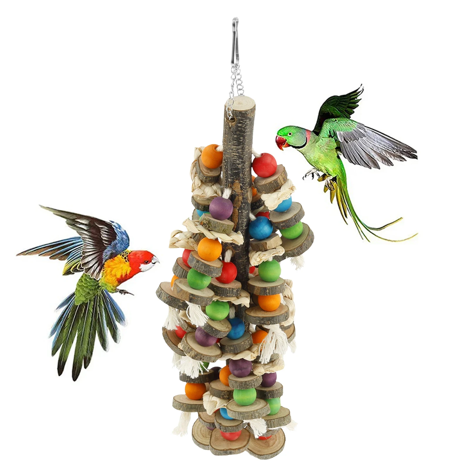 Bird Toy Wooden Parrot Chewing Toy Colorful Cage Bird Decoration Training Natural Blocks Tearing 1005008671218569