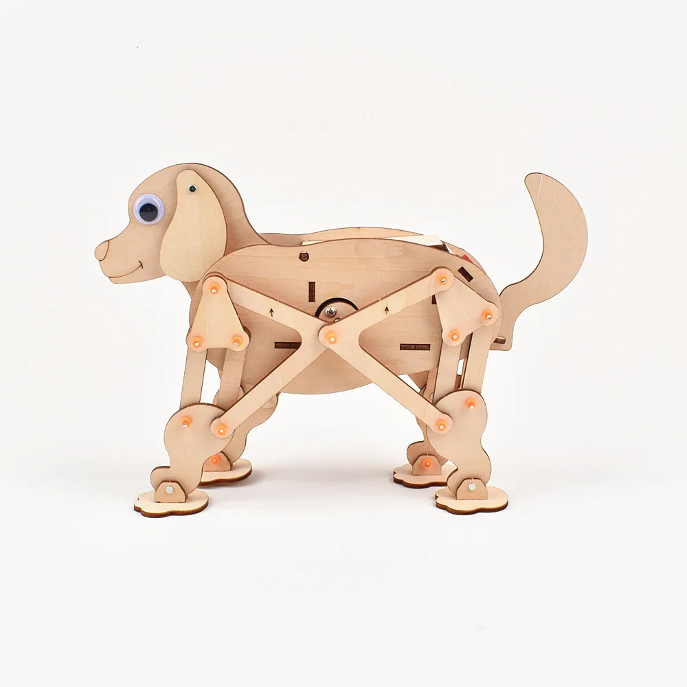 Wooden Mechanical Dog 3D DIY Model Wooden Puzzle Painted Electric Dog Assembly for Gift 1005008672477698