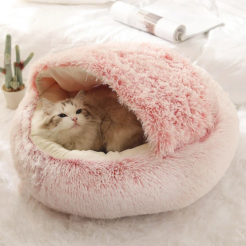 Cat Dog Bed Pet Mattress Sleeping Warm Soft Plush Pet Bed with Cover Round Nest Cave for Small Dogs 1005008676406028