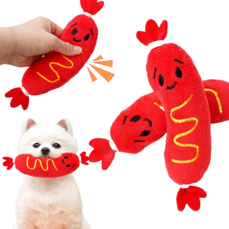 Dog Sound Plush Toy Hot Chewing Pet Grinding Teeth Squeaky Puppy Bite-Resistant Interactive Chew 1005008677311582