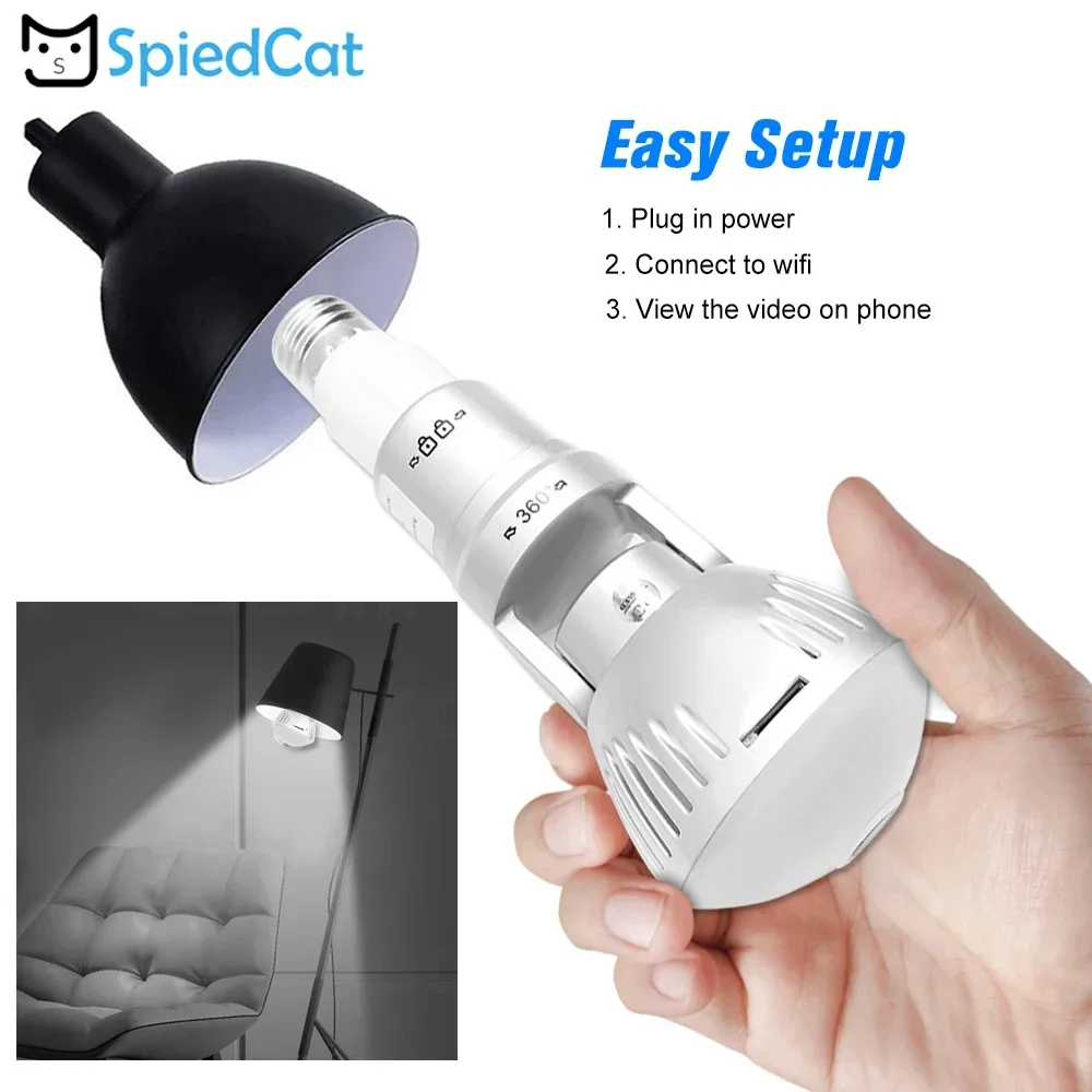 Degree Panoramic Fisheye IP 2MP Wifi Wireless Night Vision Mini E27 Smart Bulb Camera for Home 1005008677738054