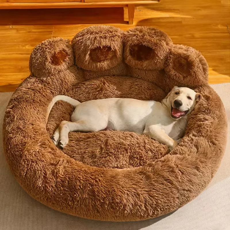 Fluffy Dog Bed Large Pet Products Dogs Beds Sofa Cute Bear Paw Shape Pets Kennel Mat Puppy Cats 1005008678740513