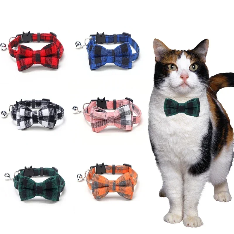 Cute Cat Collar Small Puppy Dog Collars Bow Kitten Bowknot Necklace with Bell for Chihuahua Pet (1PC) 1005008681807248