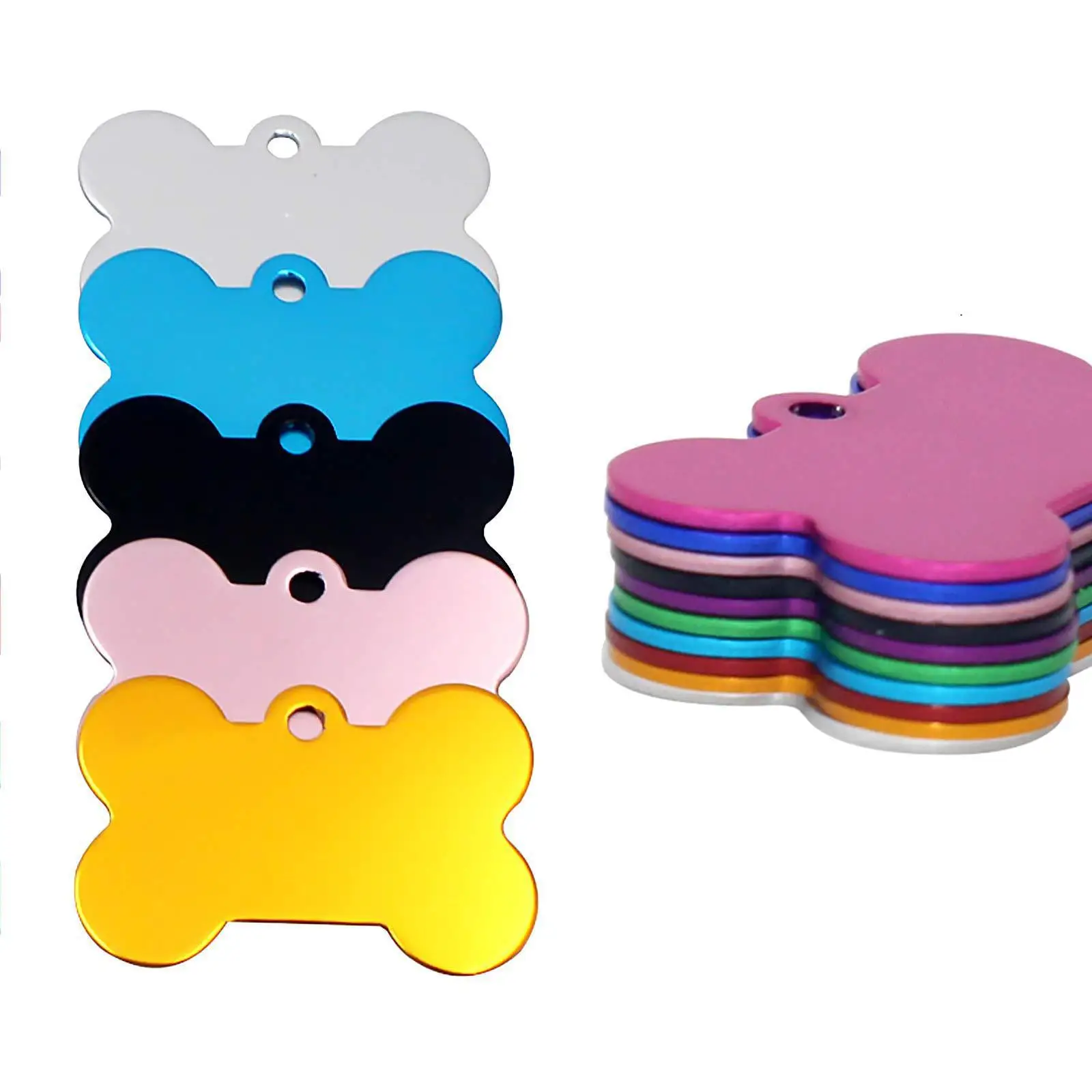 Aluminum Alloy Pet ID Tags 10Pcs Bone Shaped Blank Engraved Dog Cat Name Phone Number 1005008682640774