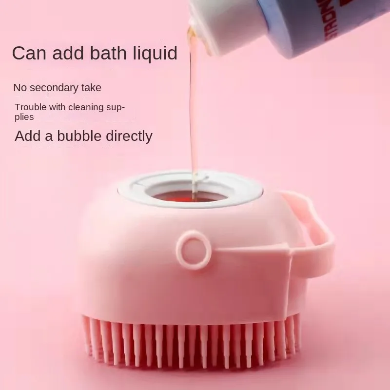 Pet Bath Brush Pet Massage Brush Shampoo Dispenser Soft Silicone Brush Rubber Bristle for Dogs 1005008684547183