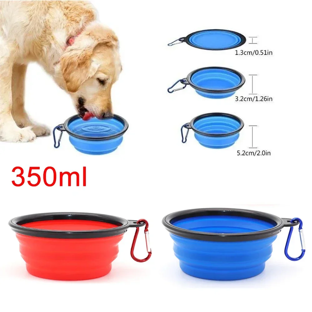 Dog Food Bowl Feeder Cat Drinking Water Folding Silicone Pet Travel Bowls Foldable Cup Dish (350ML) 1005008688395257