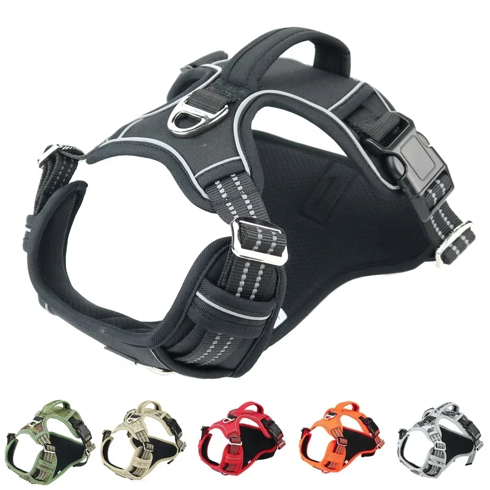 Reflective Pet Dog Harness 1000D Oxford Cloth Service Dog Vest with Vertical Handle Adjustable Dog 1005008689697440