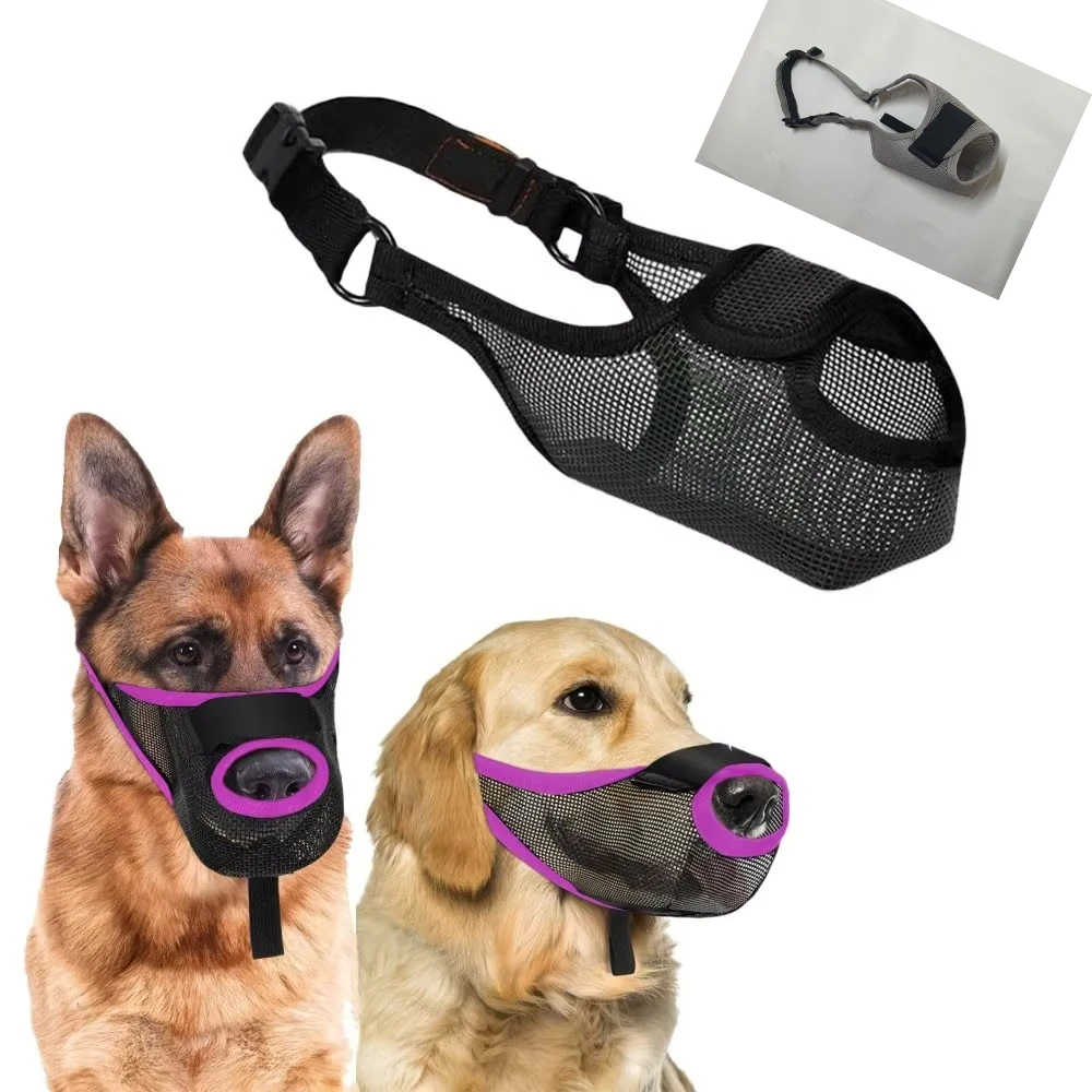 New Soft Mesh Dog Muzzle Breathable Prevents Biting Pet Muzzle with Nose Frontopening Adjustable 1005008695843634