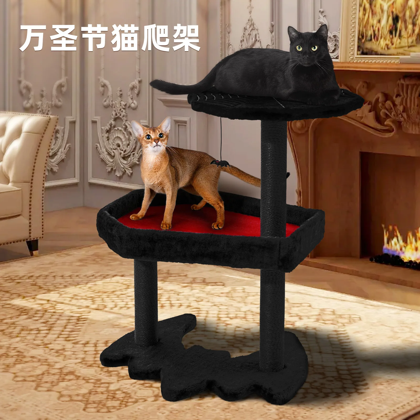 Gothic Cat Tree with Coffin Cat Bed Gothic Cat Tower Coffin Cat Tree with Sisal Scratching Posts 1005008712611854
