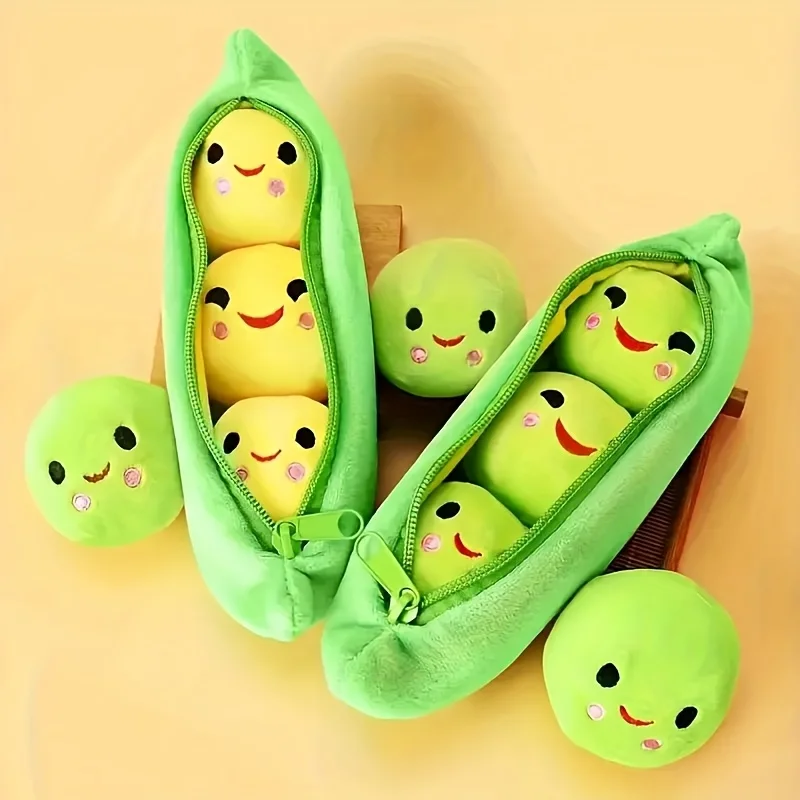 Cute Pea Pod Plush Dog Toy with Smiling Face - Soft, Interactive Pet Play and Slow Feeder 1005008715731262