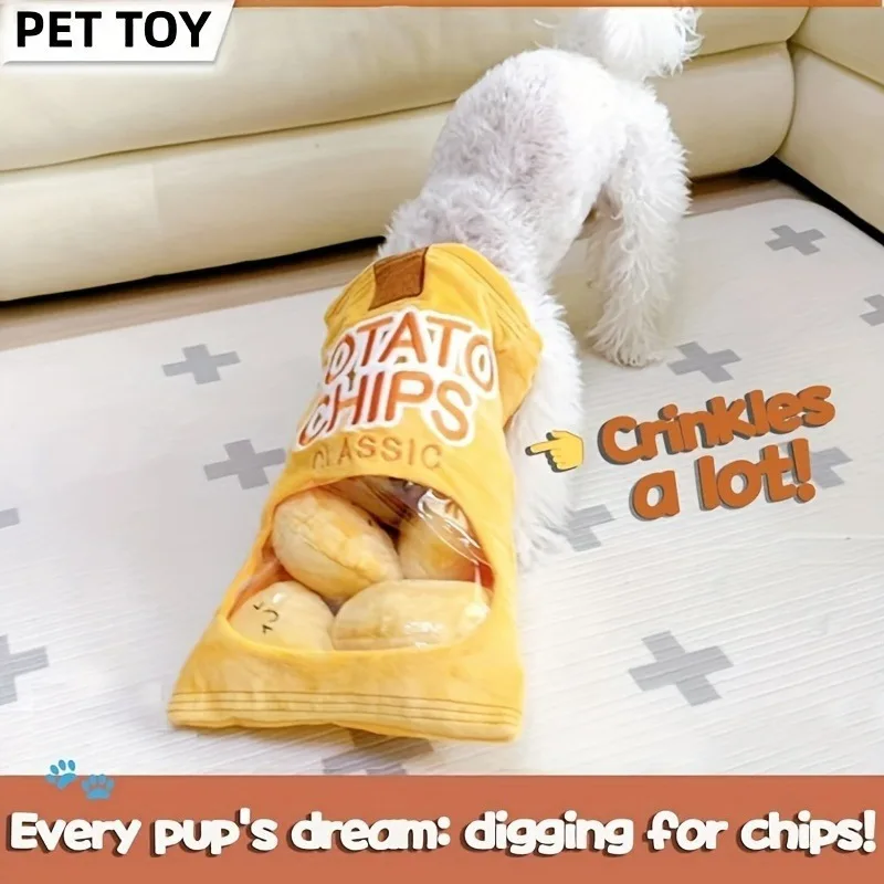 Plush Potato Chip Bag Dog Toy - Medium Sized Interactive Sniffing and Chewing Toy for Dogs - Durable 1005008716498301