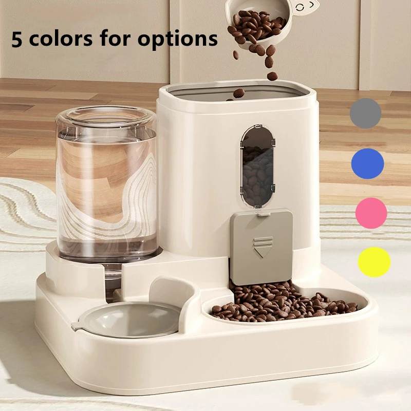Automatic Dog Cat Feeder and Water Dispenser Gravity Food Waterer Set with Pet Food Bowl 1005008723342241