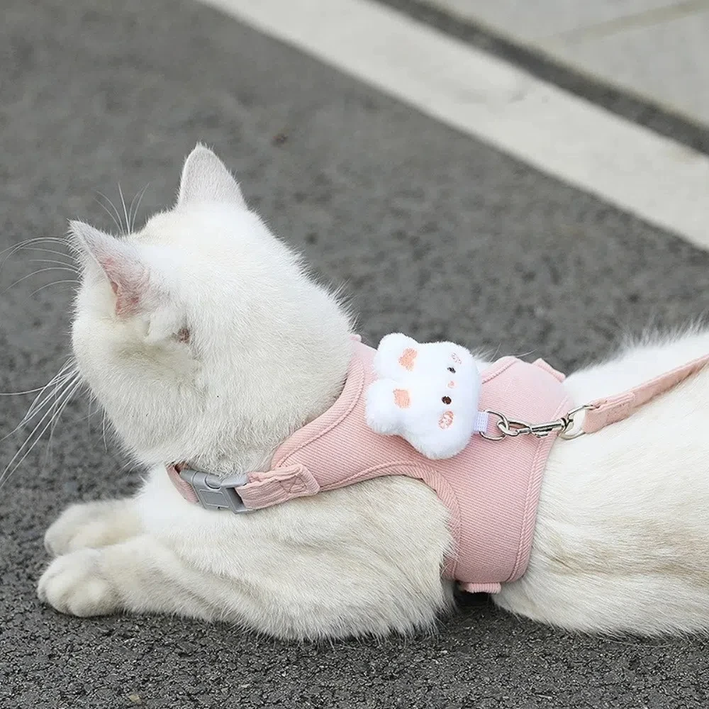 Sweet Corduroy Dog Harness with Leash Set Adjustable Cat Traction Vest Rope Cute' Rabbit Bear Pet 1005008727987864