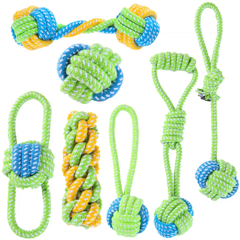Durable Cotton Rope Dog Toy Ball for Teeth Cleaning Pet Supplies Small Pet Dogs Chew Toy Knot Ball 1005008728204452