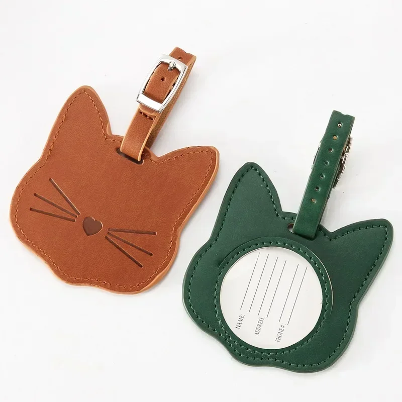 Cute Cat PU Leather Luggage Tag Suitcase Luggage Label Baggage Boarding Bag Portable Name ID 1005008740177957