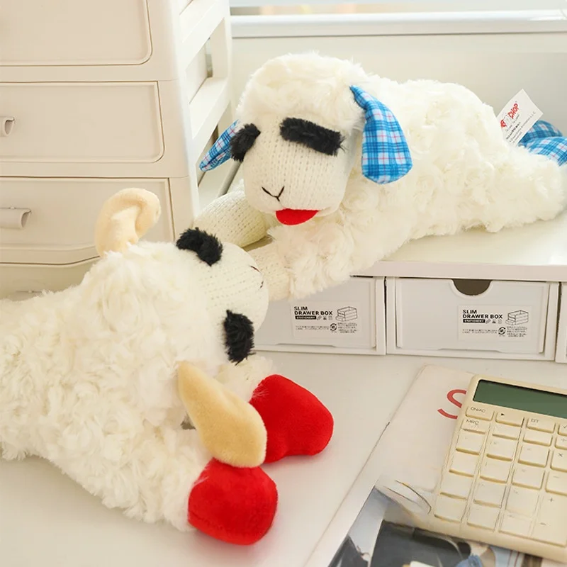 Plush Dog Toys with Squeaky Lamb Anime Lying Sheep Alpaca Plush Stuffed Interactive Toys for Dog 1005008740211730